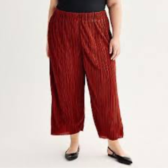Nine West Pants - Nine West Rust Pleated Wide-Leg Crop Pants | Size L | NWOT